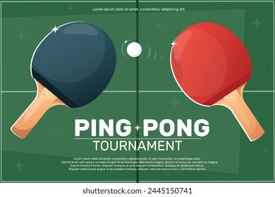 Banner, poster of ping pong tournament, table tennis competition