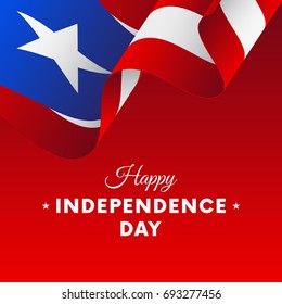Banner or poster of Puerto Rico independence day celebration. Waving flag. Vector illustration.
