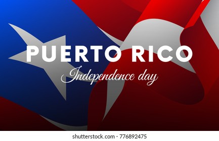 Banner or poster of Puerto Rico independence day celebration. Waving flag. Vector illustration.