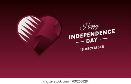 Banner or poster of Qatar independence day celebration. Waving flag. Vector illustration.