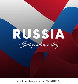 Banner or poster of Russia independence day celebration. Waving flag. Vector illustration.