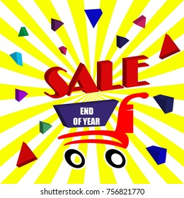 Banner poster sale end of year, vector illustrations