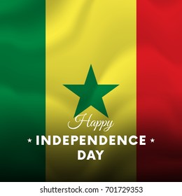 Banner or poster of Senegal independence day celebration. Waving flag. Vector illustration.