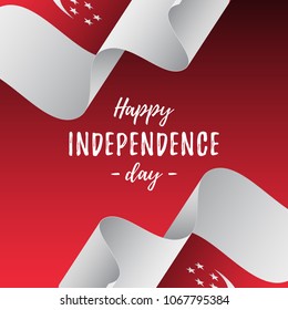 Banner or poster of Singapore independence day celebration. Singapore flag. Vector illustration.