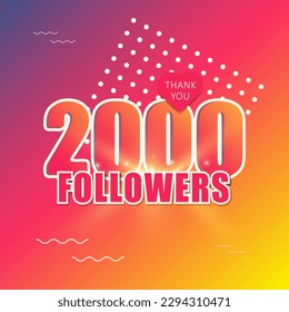 Banner, poster for social networks. Thank you 2000 followers. Vector illustration.