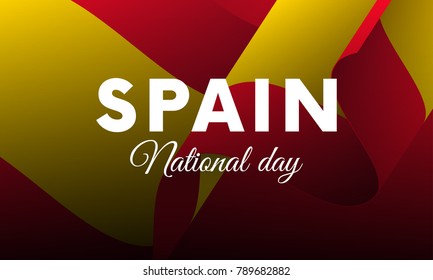 Banner or poster of Spain National Day celebration. Waving flag. Vector illustration.