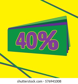 Banner, poster. special offer, discounts, 40% off. Vector illustration.