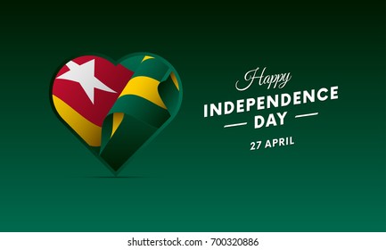 Banner or poster of Togo independence day celebration. Waving flag. Vector illustration.