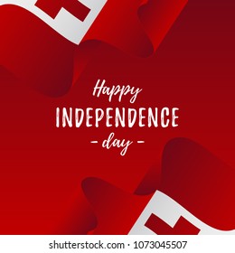 Banner or poster of Tonga independence day celebration. Tonga flag. Vector illustration.