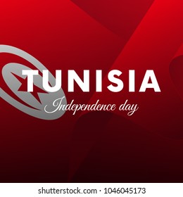 Banner or poster of Tunisia independence day celebration. Waving flag. Vector illustration.