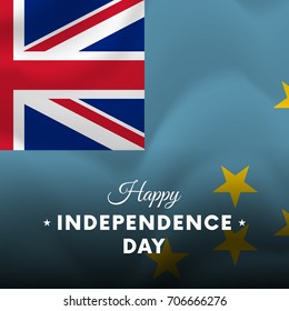 Banner or poster of Tuvalu independence day celebration. Waving flag. Vector illustration.