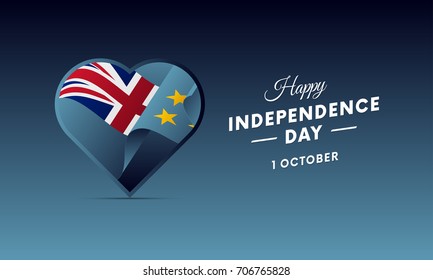 Banner or poster of Tuvalu independence day celebration. Waving flag. Vector illustration.