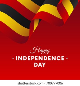Banner or poster of Uganda independence day celebration. Waving flag. Vector illustration.