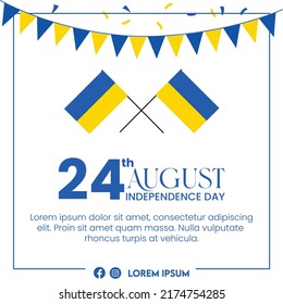 Banner or poster of Ukraine independence day celebration. Waving flag. Vector illustration.
