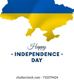Banner or poster of Ukraine independence day celebration. Ukraine map. Waving flag. Vector illustration.
