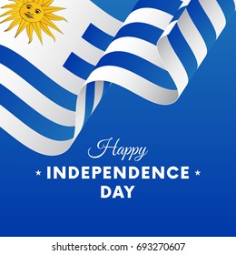 Banner or poster of Uruguay independence day celebration. Waving flag. Vector illustration.