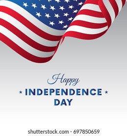 Banner or poster of USA independence day celebration. Waving flag. Vector illustration.