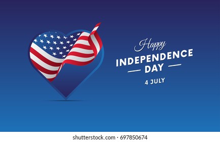 Banner or poster of USA independence day celebration. Waving flag. Vector illustration.