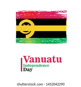 Banner or poster of Vanuatu independence day celebration. Waving flag. Vector illustration