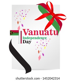 Banner or poster of Vanuatu independence day celebration. Waving flag. Vector illustration