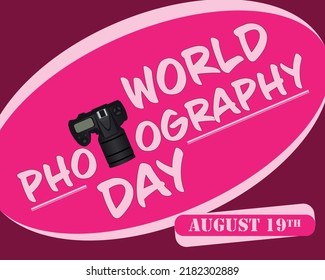 Diseño de vectores de afiches o carteles para el Día Mundial de la Fotografía, 19 de Agosto
