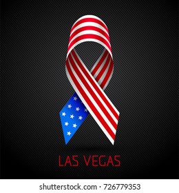 Banner pray for Las Vegas. Support for the victims of shooting in Nevada United States October 2017. USA flag on black background