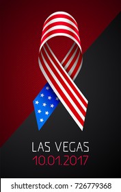 Banner pray for Las Vegas. Support for the victims of shooting in Nevada United States October 2017. USA flag on black background