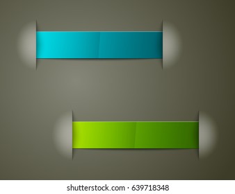 Banner presentation, vector ribbon information. Graphic composition business presentations. Four glossy banners strip for your annotations. Four color sticker banner for registration of proposals ribbon
