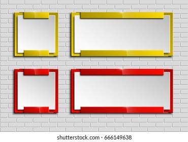 Banner presentation, vector ribbon information. Graphic composition business presentations. Two glossy banners strip your annotations. Two color sticker banner for registration of proposals ribbon