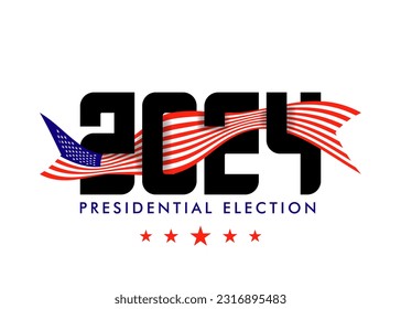 Banner for the presidential election in the United States in 2024. Voting 2024 election banner with patriotic stars