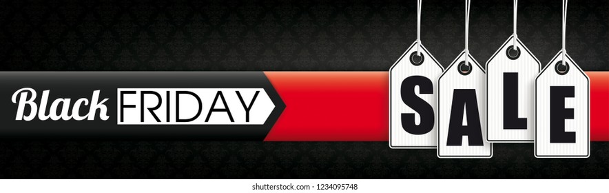 Banner with price stickers and the text Black Friday Sale. Eps 10 vector file.