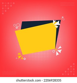 Banner price yellow polygon and black shape blank space with circle dot element on vintage red background, Vector illustration design.