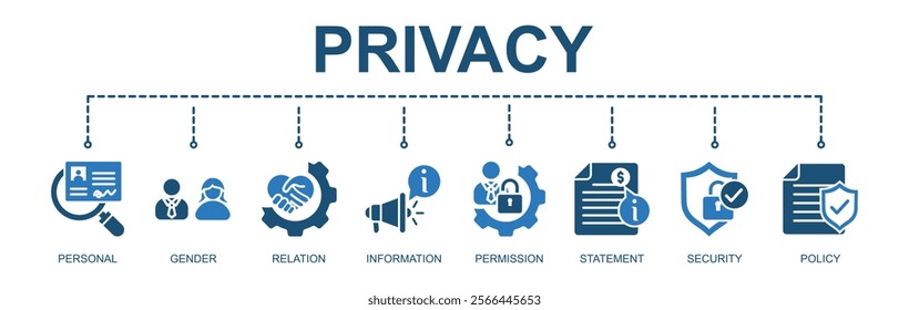  Banner of privacy  vector illustration concept with 8 icons
