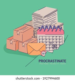 banner procrastinate with office stuff