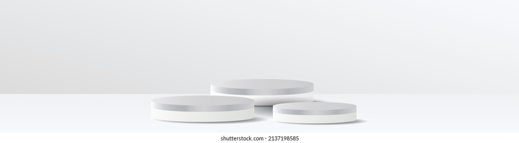 Banner Product display with white podium on white  background fresh mind , illustration 3d Vector EPS 10