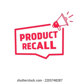 Banner Product Recall Megaphone. Badge Icon. Flat Style Vector Illustration.