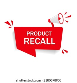 Banner Product Recall Megaphone Icon. Flat Style Vector Illustration.