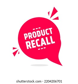 Banner Product Recall Megaphone Icon Speech Bubble. Flat Style Vector Illustration.