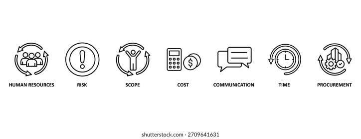Conceito de ilustração vetorial de gerenciamento de projeto de banner com ícones