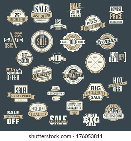 banner promotion logo buy objects best series of vector mark and ribbons of huge sales and value products banner promotion logo buy objects best product unique new mark free luxurious set excellent qu