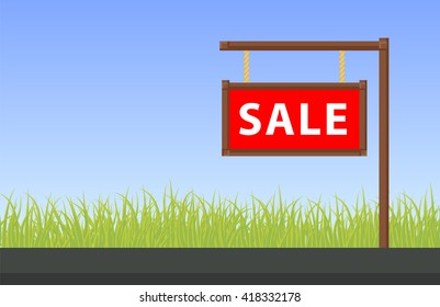Banner property sale, flat vector illustration