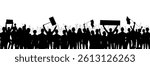 banner Protest crowd holding up placard style isolated on white background