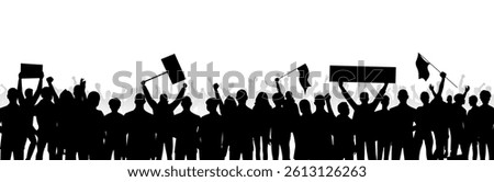 banner Protest crowd holding up placard style isolated on white background