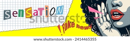 Banner provocation, sensation, modern background with halftone effect