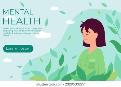 banner psychological health, psychology, plants, calming, meditation, example text  