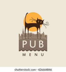banner for the pub with a cat on old town and a sun