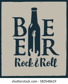 banner for the pub with live music with a bottle beer and guitar