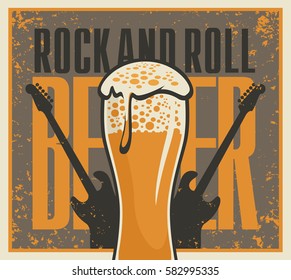 banner for the pub with live music with a glass beer and guitar