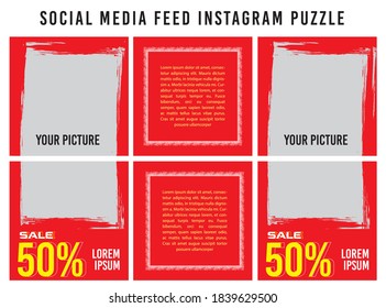 banner puzzle post feed social media vector design illustration