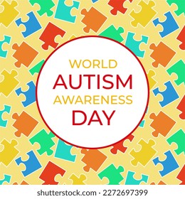 Banner With Puzzles Pattern For World Autism Awareness Day Vector Illustration In Flat Style